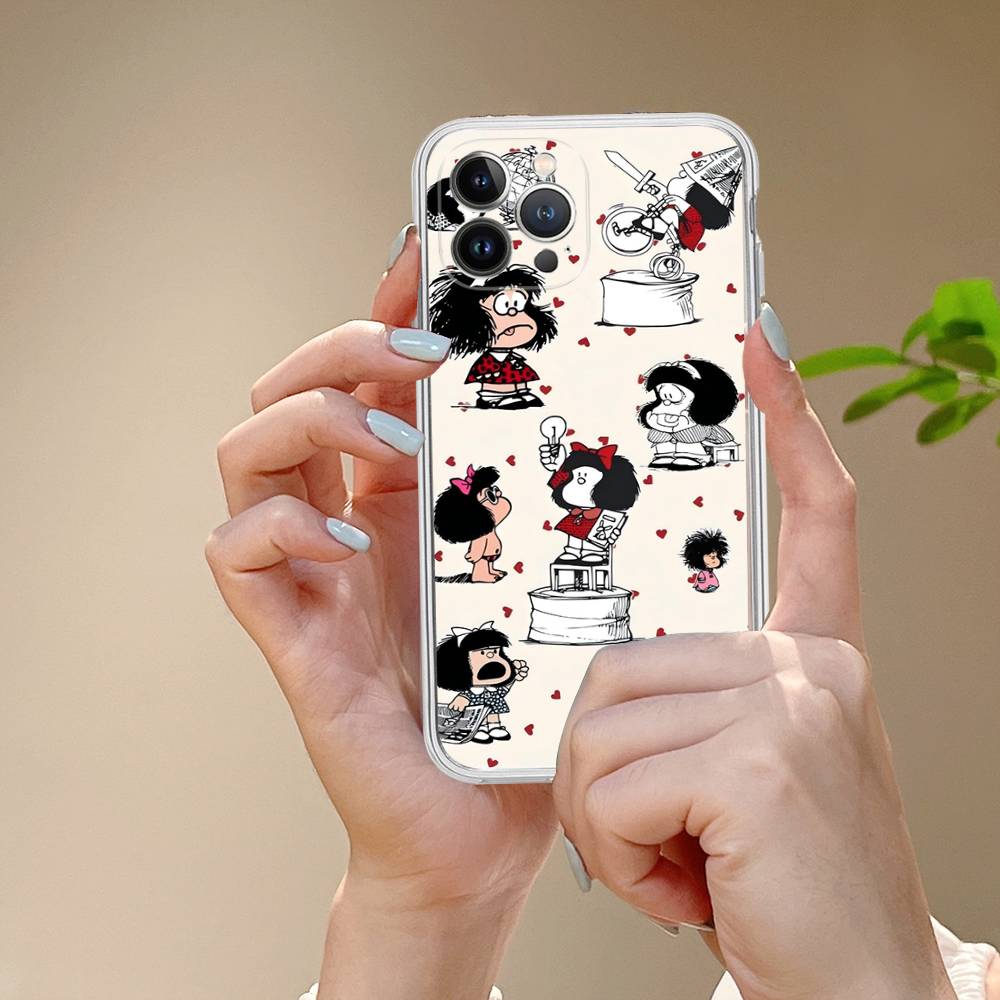 Hot Mafalda Phone Case For iPhone 17 16 15 14 11 12 13 Mini Pro XS Max Plus Funda Shell