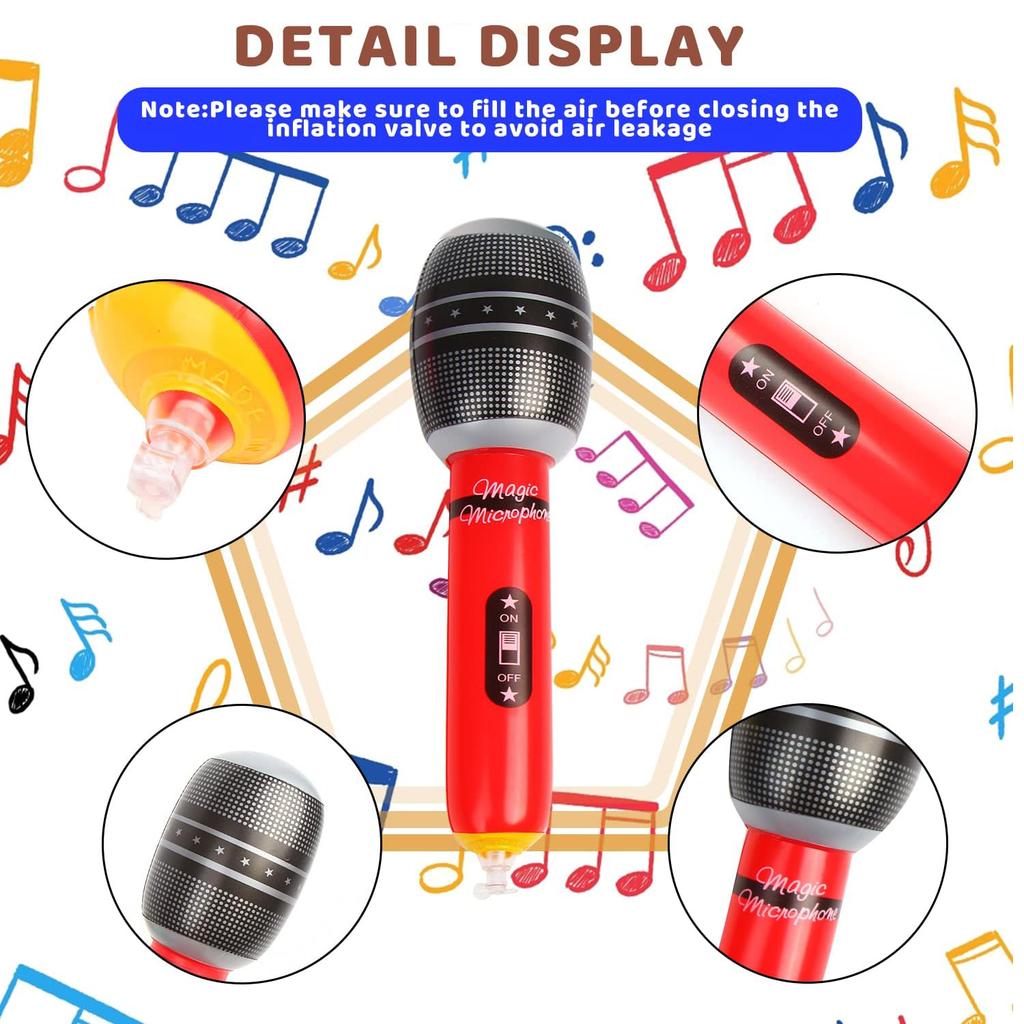 4Pcs Inflatable Microphones Random Color Blow Up Microphone Toys Music Party Decoration Props Inflatable Instrument