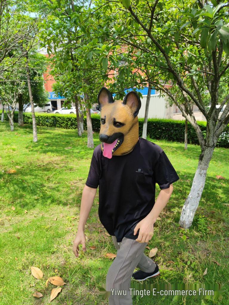 Маска Волкособа Овчарки на Хэллоуин - Латексный Головной Убор Немецкой Овчарки Хаски для Вечеринок в Стиле TikTok