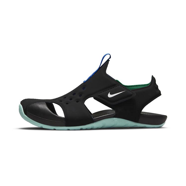 Nike Sunray Protect 2 Искусственная кожа Модные Дышащие Детские Сандалии Черно-Зеленые Дети Возраст 3-7 Лет DM0972-010