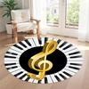 Music Note Round Floor Rug Design for Entryway Dining Room Hallway Study room Antislip Round Carpet Decorate Offices
