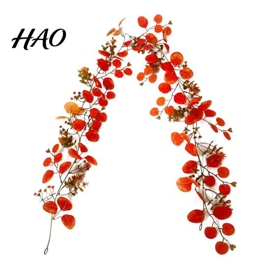 Decorative Faux Flowers for Events Artificial Fall Eucalyptus Garland, Autumn Money Leaf Vine, Greenery Cascading Bedroom Decor Thanksgiving Harvest,