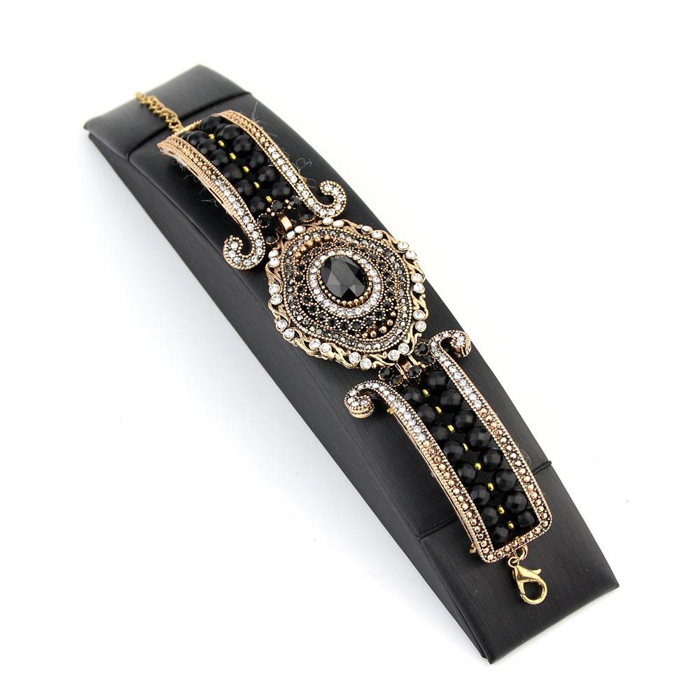 Ретро Винтаж Золотой Цвет Бисера Браслет Для Женщин Натуральный Камень Кристалл Богемия Свадебный Браслет Ювелирные Изделия