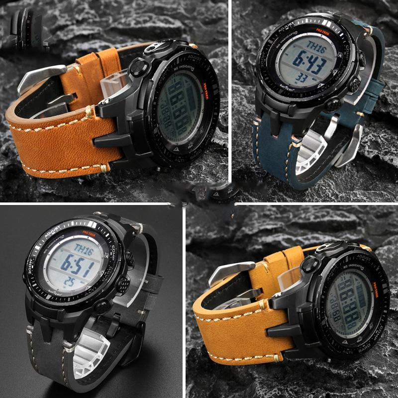 Классический ретро-ремешок из натуральной телячьей кожи для часов Casio ProTrek PRW3000/3100/6000/6100Y PRG300 Series Bracelet Watch Accessories