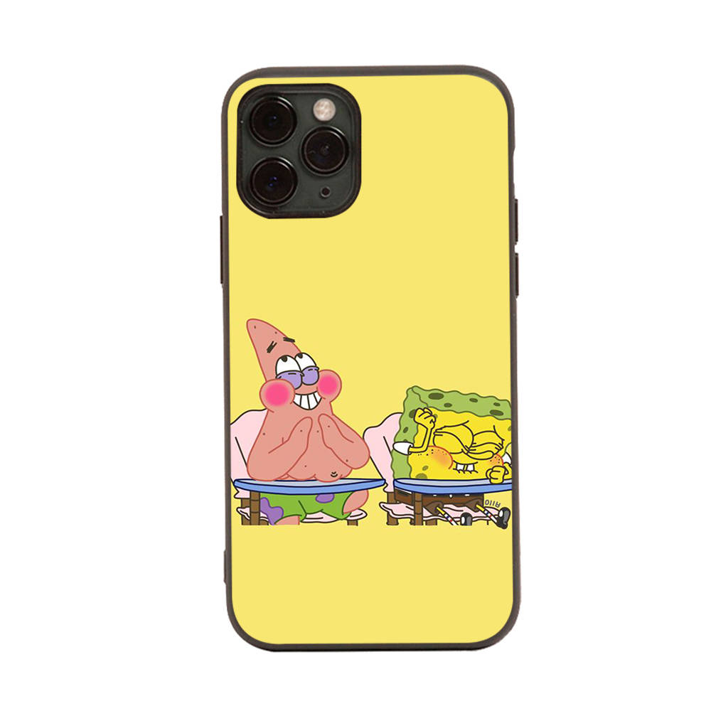 PB10 SpongeBob and Patrick Black Sofe Case for OPPO Reno 8 6 5 4 Pro Plus Find X3 A17 A3 A31 A38 A40 A53 A54 A55 A74 A76 A78 A77 A80 A94 A95 A96 Lite