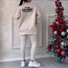 Женский комплект из двух предметов: асимметричный свитшот с длинными рукавами и пуловер, брюки. Комплект на осень-зиму для леди, однотонный, свободного кроя. Размеры M L