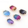 Glass Two-color Oval Egg Shape Gold Color Charm Pendant for Handmade Jewelry Making Bracelet Earring