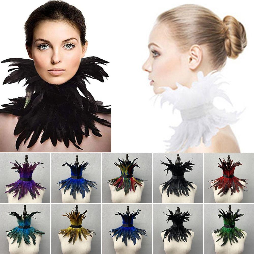 Women Cosplay Accessories Halloween Decor Gothic Clothes Feather Scarf Fur Shawl