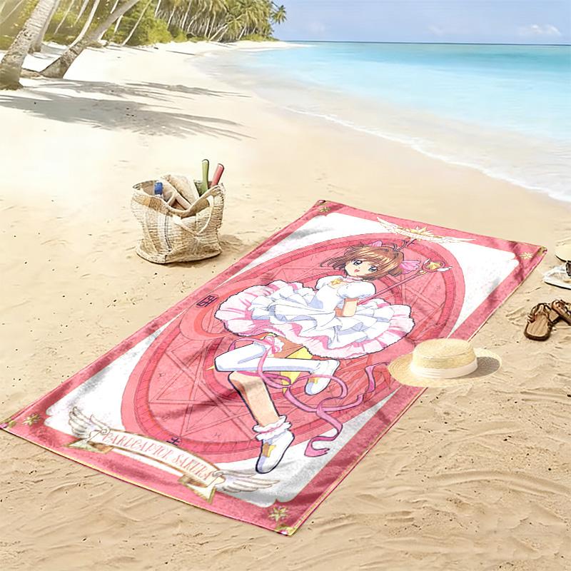 Cardcaptor Sakura Print Beach Towel, Large Soft Quick Dry Towel for Beach Camping Swimming