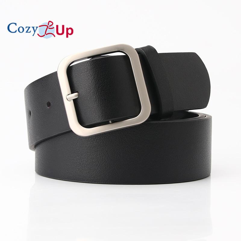 Cozy Up Женский ремень в стиле ретро, ​​простой универсальный ремень из искусственной кожи с квадратной пряжкой