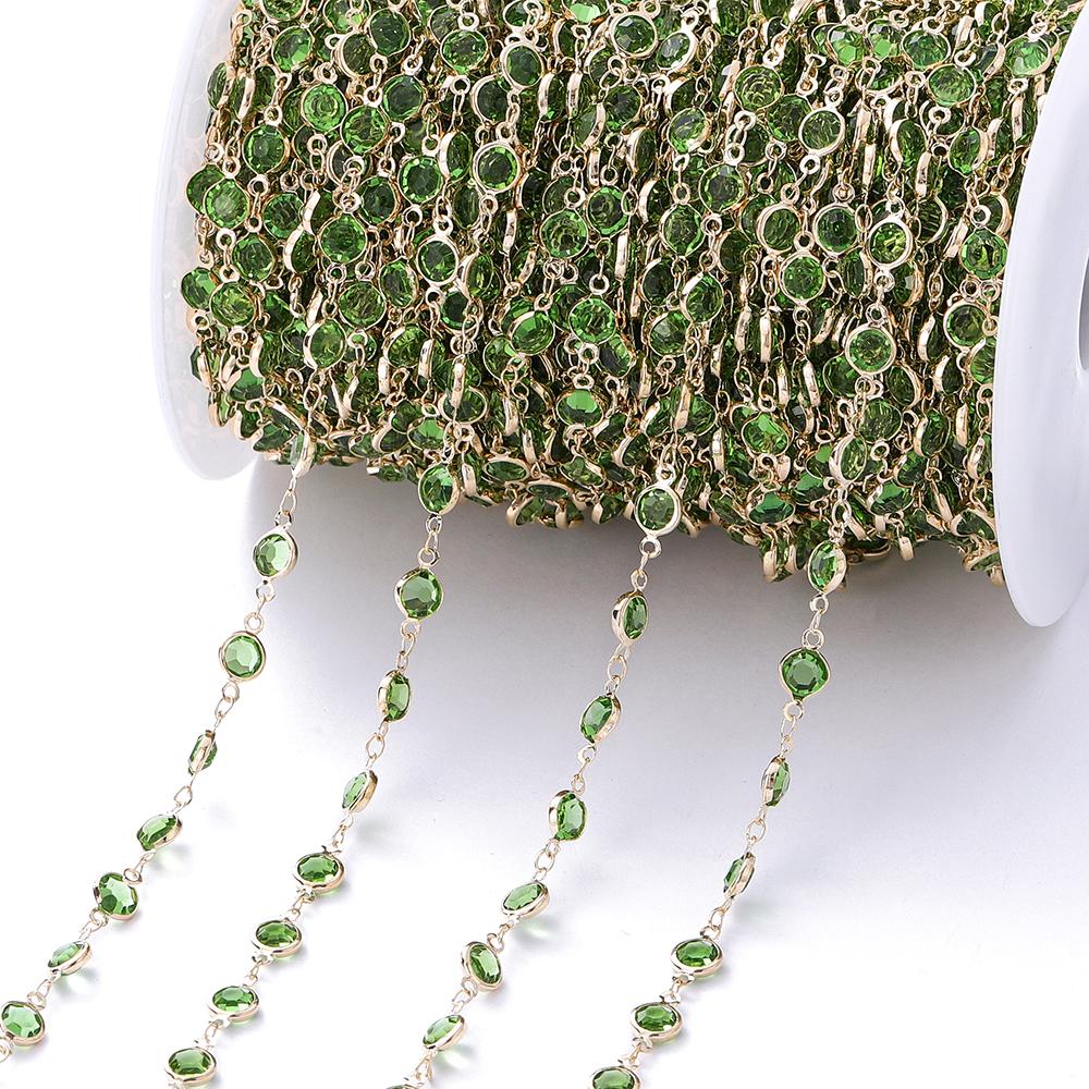 1Meter Colorful Glass Crystal Beads Chain Copper Chains for Necklace Bracelet Jewelry Making DIY Components Accessories
