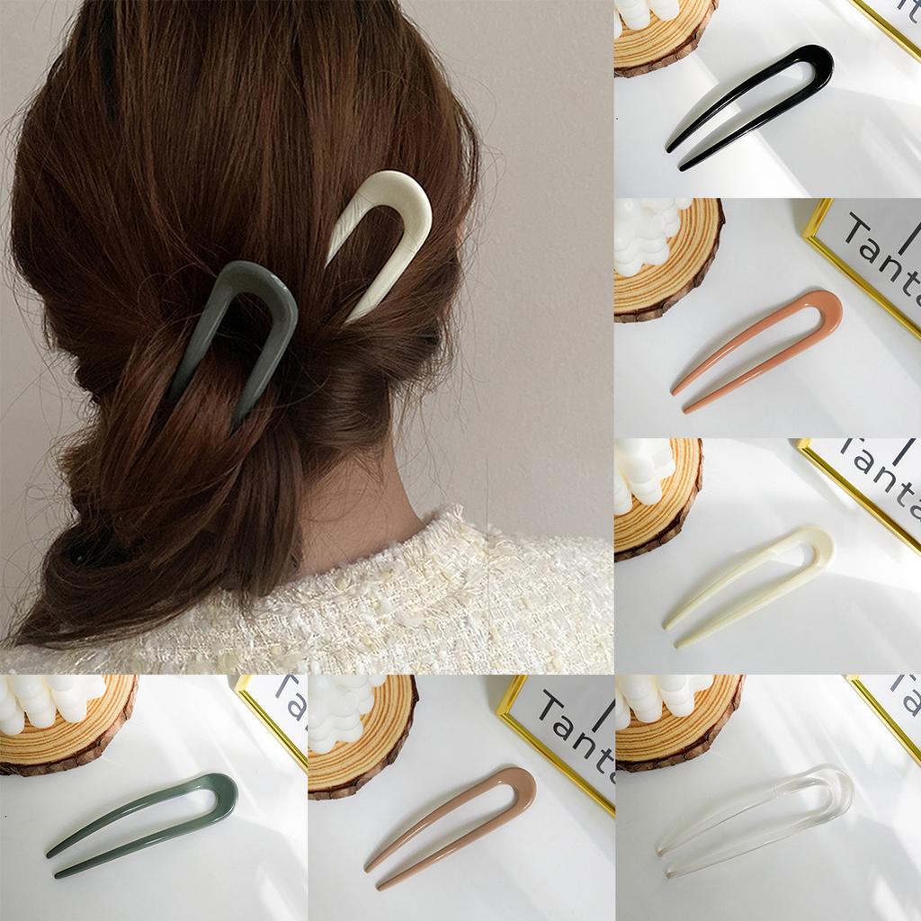 Women Girls U Shaped Hair Clip Tortoiseshell Sticks Acetate Hairpin Chinese Style Resin Fork Hairclip