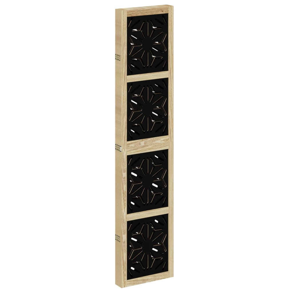 5 Piece Room Divider in Brown and Black Solid Paulownia Wood