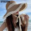 Big Brimmed Straw Hat Sun Protection Sun Shading UV Protection Hat Spring Summer Beach Seaside Lace Fisherman Hat