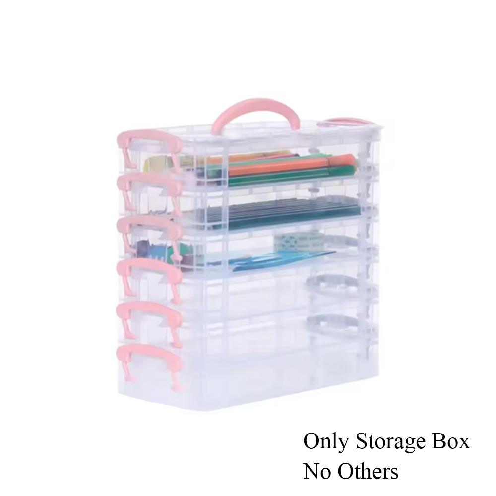 6-layer Organizer Portable Storage Box Stackable Storage Box With Lid Clear Plastic Organizer Drawers Storage Case With Handle
