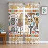 Племя индийский примитивный ретро прозрачная занавеска для гостиной, зала, стены, нарядные принадлежности для окон, поп-принт, тюлевые шторы