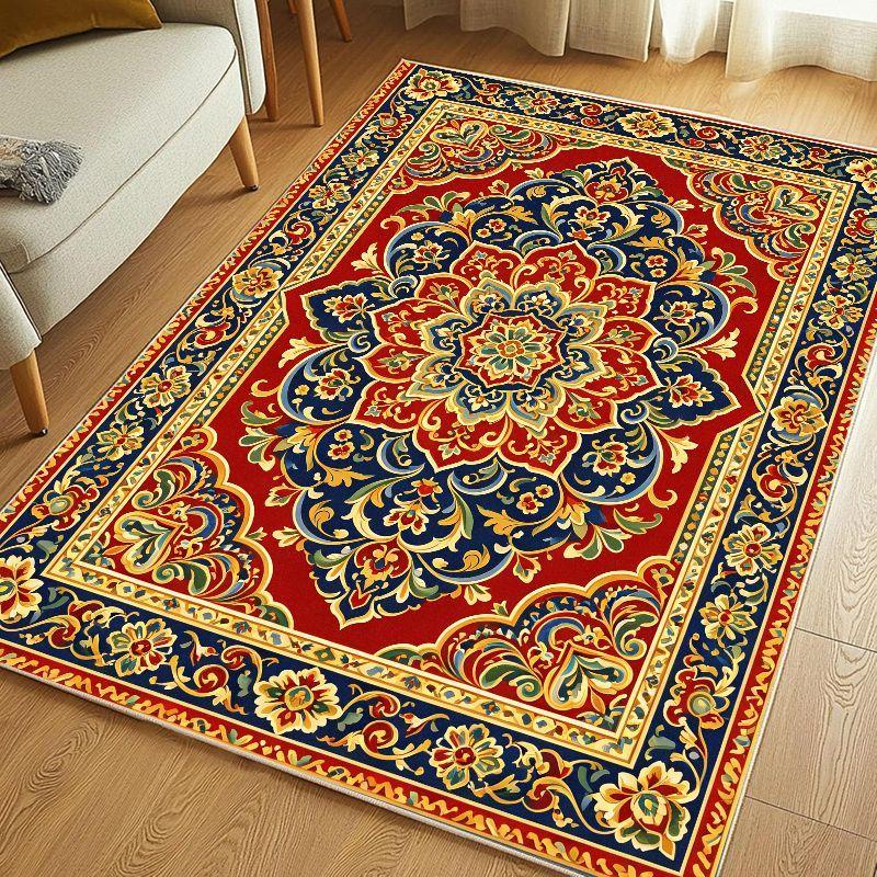 Retro Persian Flower Carpet Anti slip Washable Soft Floor Mat Living Room Bedroom Study Home Decoration