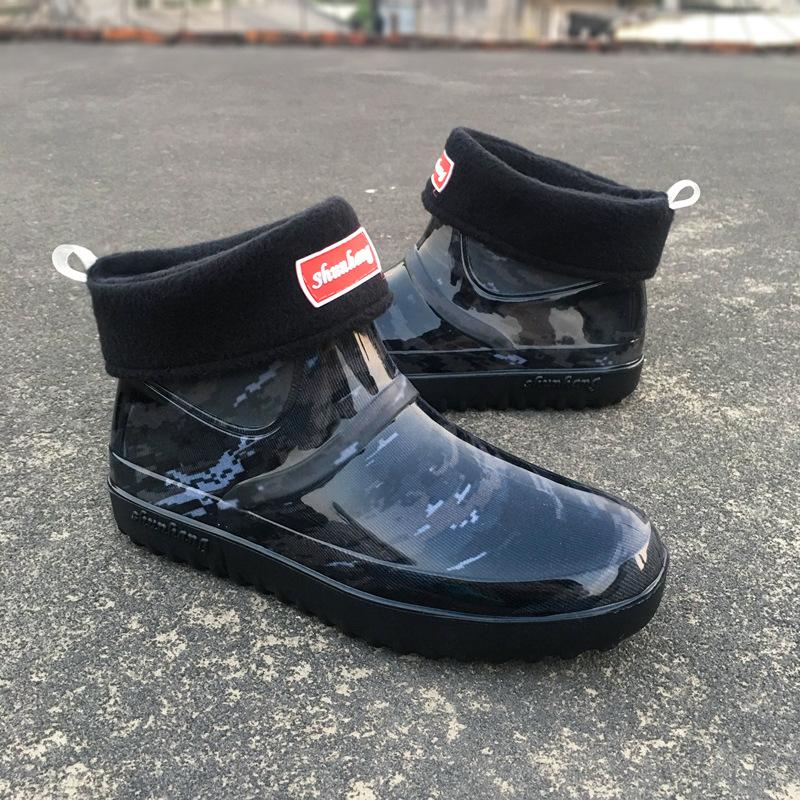 Осенние и зимние резиновые сапоги, женские ботильоны, короткие плюшевые мужские ботинки, резиновые сапоги из ПВХ для женщин, модная обувь