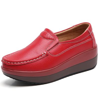 Большие размеры женской обуви из натуральной кожи с толстой подошвой, туфли-качалки на танкетке, женские туфли-одиночки, увеличивающие рост ноги, большие размеры женской обуви