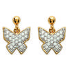 [J3067] - Gold Plated Earrings 'Butterflies' White Gold - 14x10 Mm