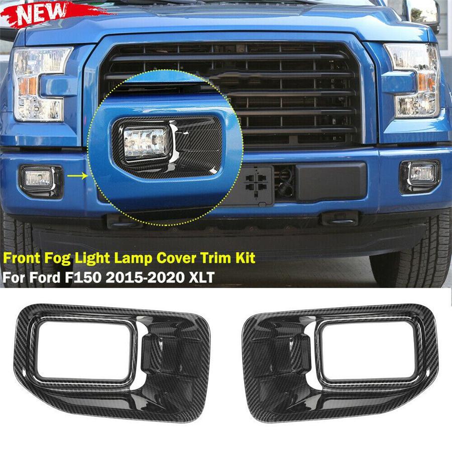 For 2015-20 Ford F150 Front Fog Light Cover Trim Exterior Kit Carbon Fiber Look