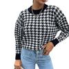Autumn/Winter Women's Houndstooth Diamond Knit Sweater Pullover