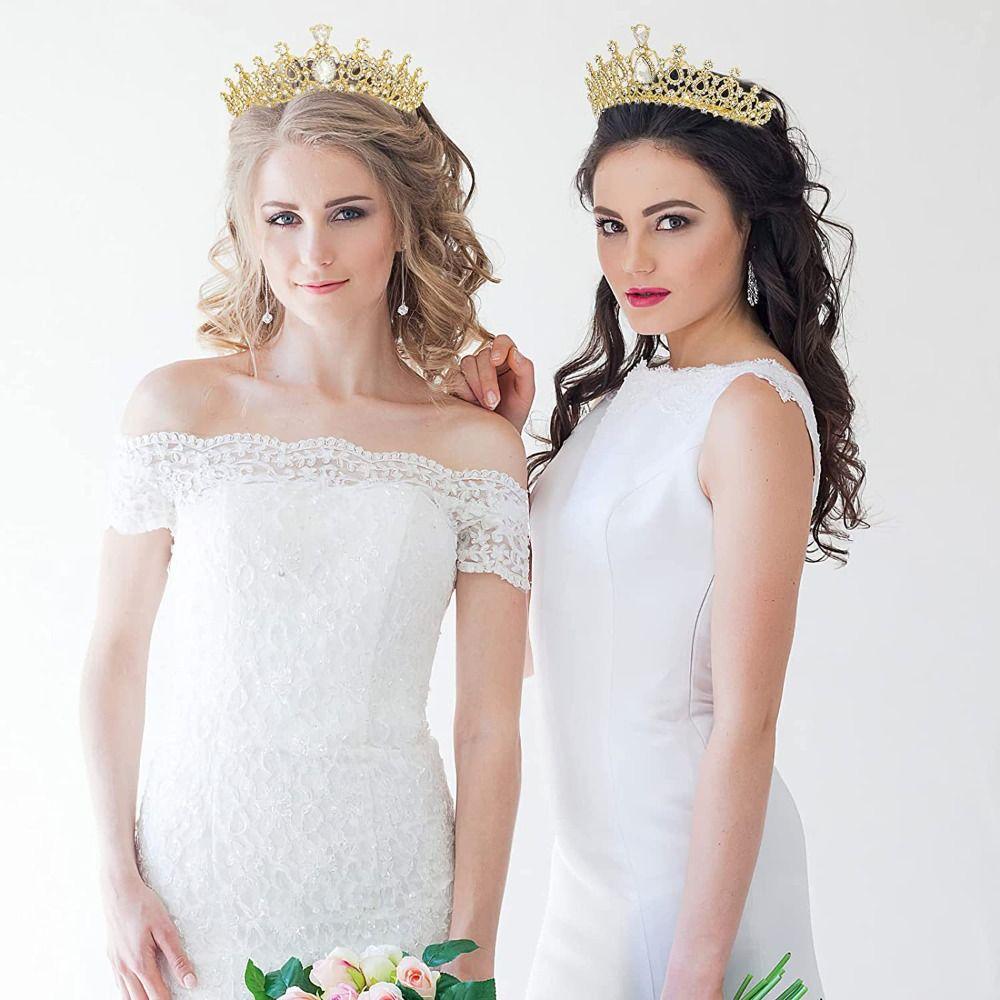 With Combs Silver Tiara Crown Wedding Prom Bride Headbands Bridal Hair Accessories Women Girls