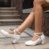 Q/Women's High Heel Single Shoes Spring/Summer New Style Elegant and Simple Solid Color Thick Heel Large Low Top Shoes