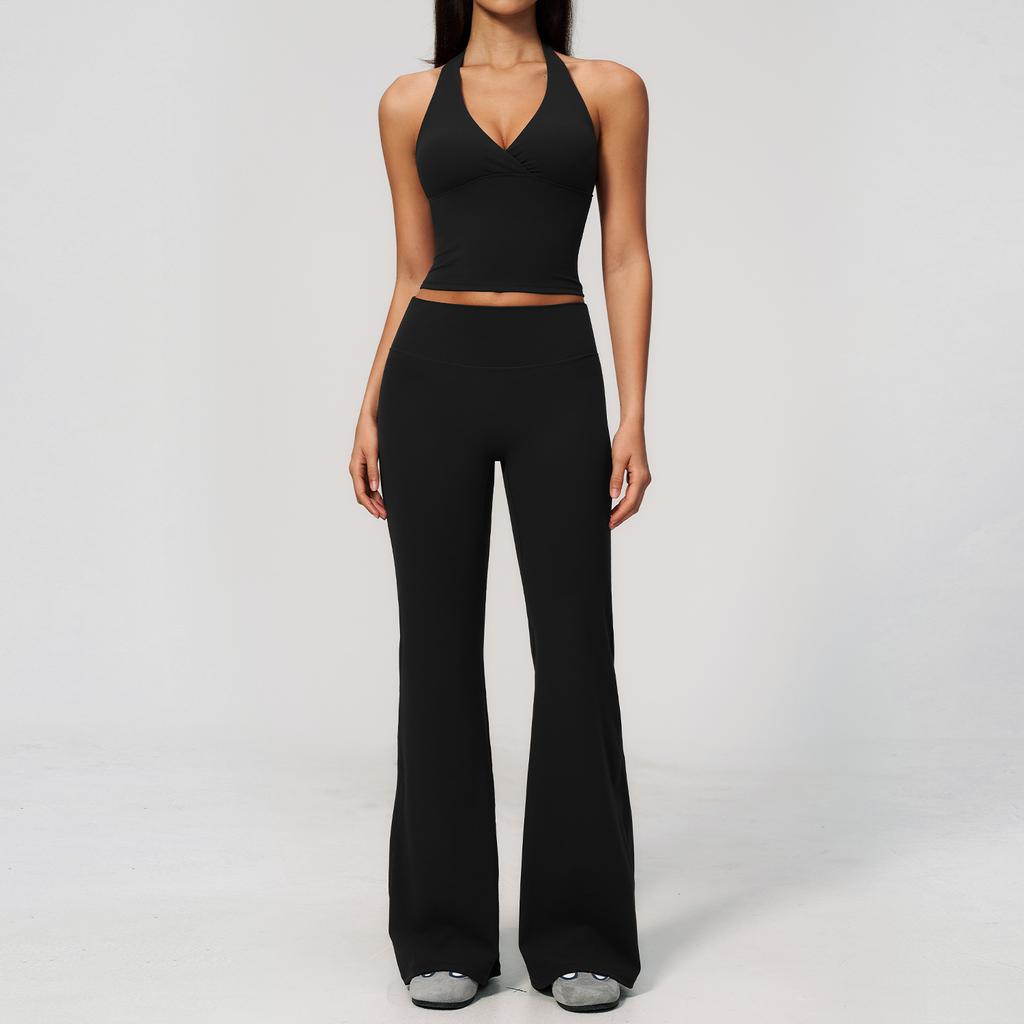 Women Yoga Set 2PCS Sportswear Workout Clothes Athletic Wear Gym Outfits Legging Fitness Bra Crop Top Long Sleeve Sports Suits