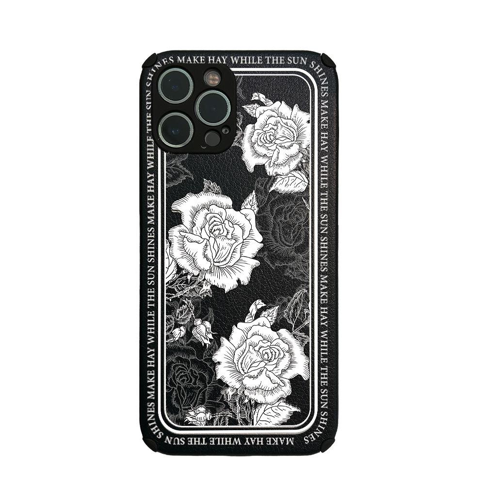 Ретро чехол для телефона с белой розой и цветком для Iphone 11 12 Pro Max 13 Mini X Xr Xsmax 7 8 Plus кожаный силиконовый мягкий противоударный чехол