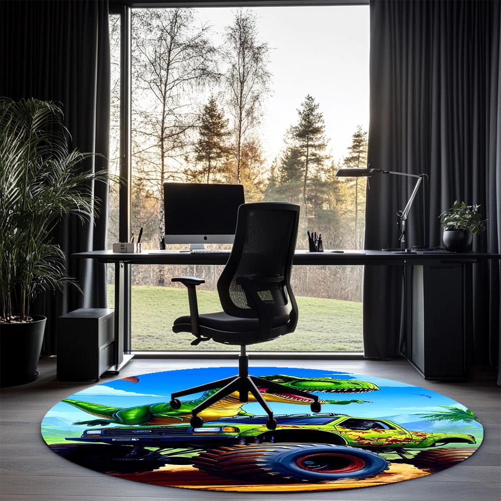 Truck Printed Round Rug Carpet Chair Rug Area Rug Entryway Doormats,for Office Chair Living Room Bedroom Kitchen Room.