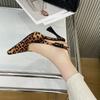 Роскошные женские туфли-лодочки с леопардовым принтом, заостренные, с пряжкой, на ремешке, с открытой пяткой, босоножки на высоком каблуке, женские темпераментные бархатные туфли