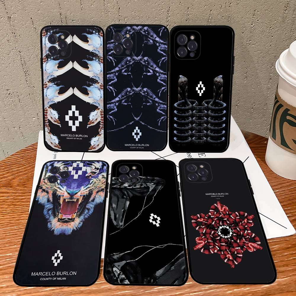 M-MARCELO B-BURLON Для IPhone 17 16 15 14 13 12 11 Pro Max 13 17Air Ударопрочные Мягкие Чехлы для Телефона Coque