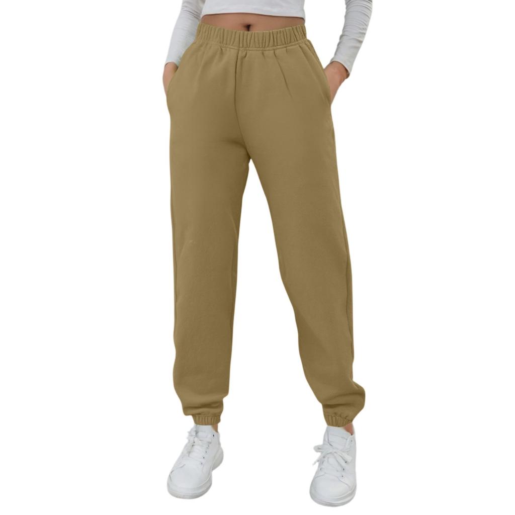Женские модные спортивные однотонные повседневные спортивные штаны с карманами и шнурком