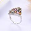 Роскошное кольцо из стерлингового серебра 925 пробы с натуральным мульти-турмалином, женское изящное ювелирное изделие, подарок для вечеринки