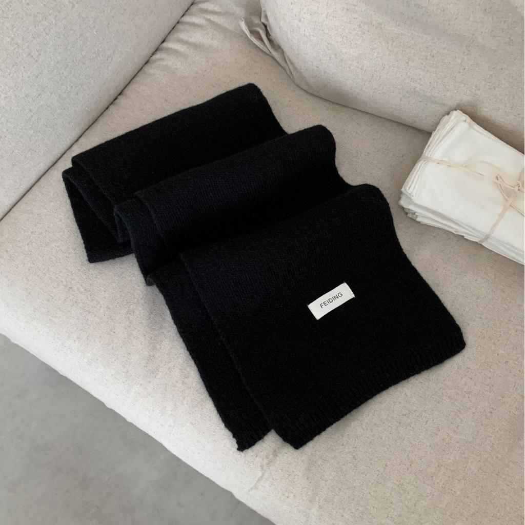 New Solid Color Flat Scarf for Winter Women's Knitted Wool Soft and Waxy Warm Scarf Korean Style Couple Versatile Fashion