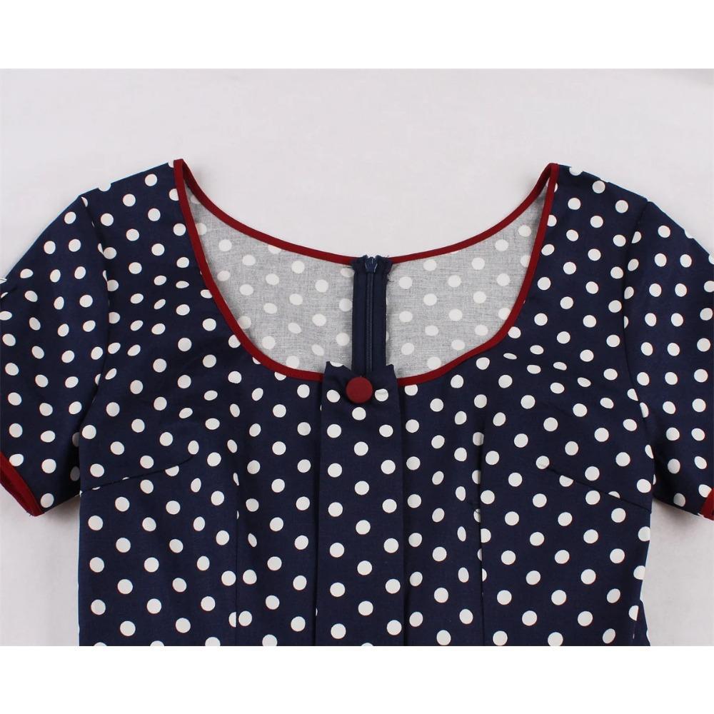 Женское винтажное платье в горошек в стиле рокабилли, коктейльное платье для вечеринки, платье на весну и лето с короткими рукавами