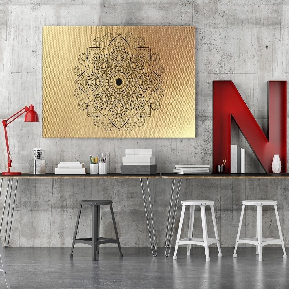 Feeby Canvas print, Gold geometric mandala motif