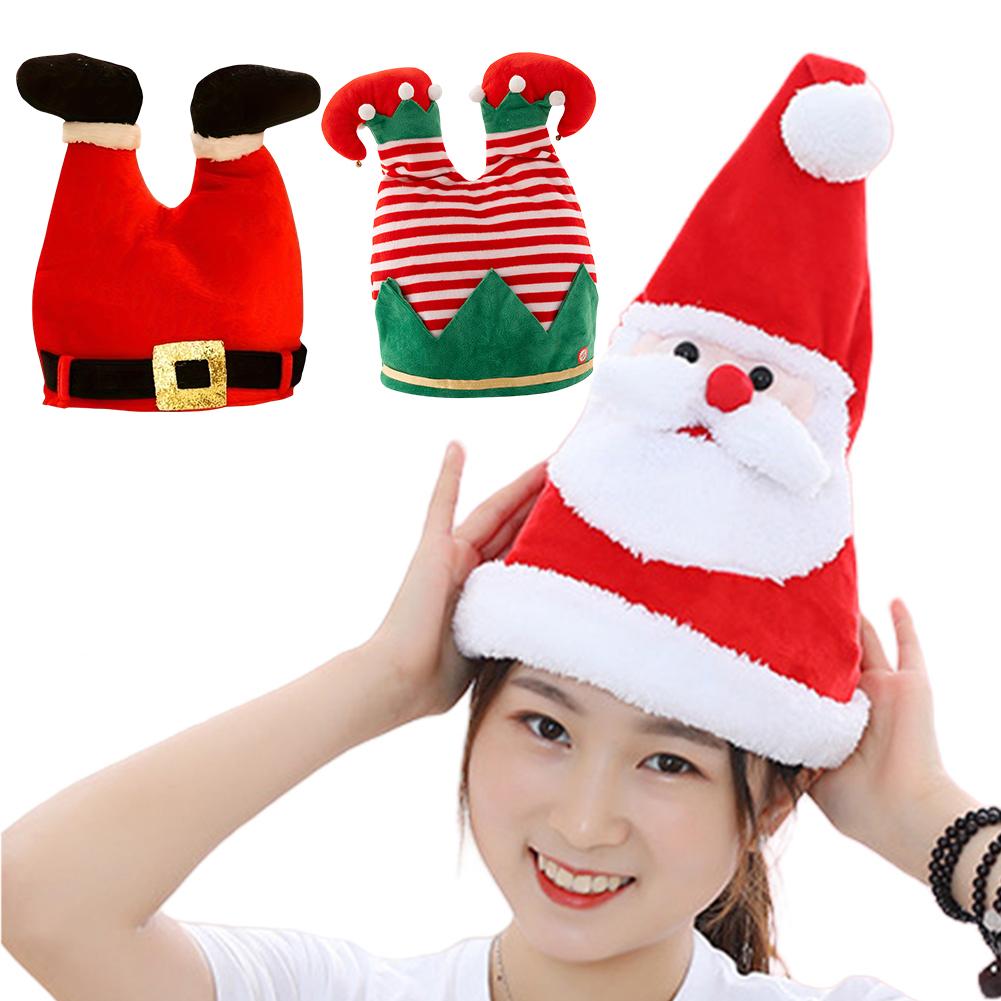 Рождественская шапка, поющая и танцующая, очаровательные штаны Санта-эльфа, шапки для женщин и мужчин, дышащая шапка, карнавальный костюм для вечеринки на открытом воздухе