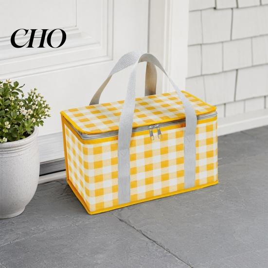 Splash-proof Picnic Basket Insulated Bag, Foldable Thermal Lunch for Outdoor, Heavy Durable Storage Bag Duty Aluminum Foil Cooler Food, Camping