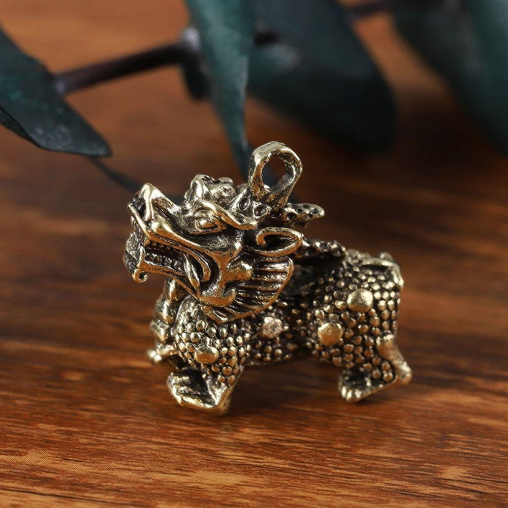 Chinese Beast Dragon Statue Bronze Figurine Ornaments Antique Copper Mythical Animal Miniature Home Decoration Crafts Collection
