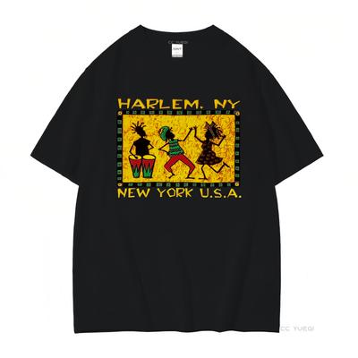 Vintage 90s Harlem New York SHIRT Large 20x27 Manhattan Black NYC NY Vintage Washed Fashion Breathable Top For Everyday Wear