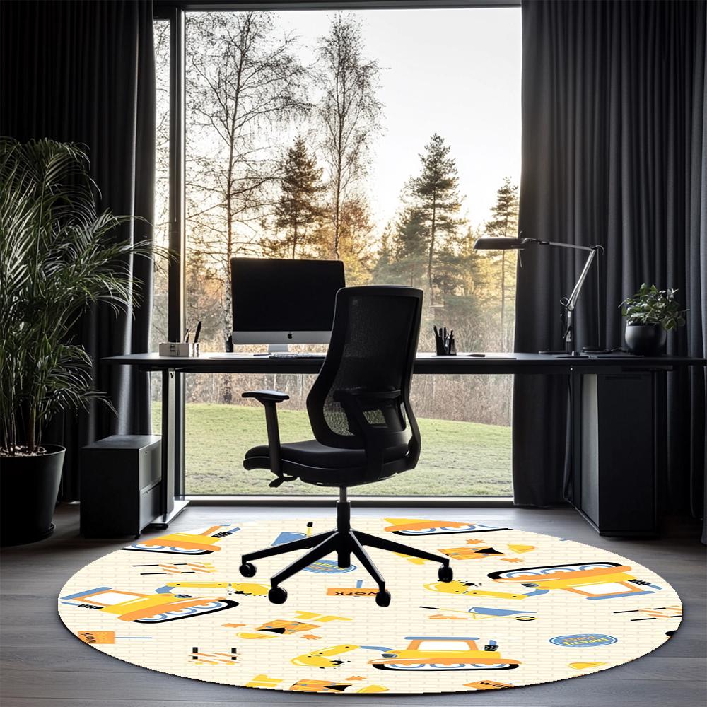 excavator Printed Round Rug Carpet Chair Rug Area Rug Entryway Doormats,for Office Chair Living Room Bedroom Kitchen Room.