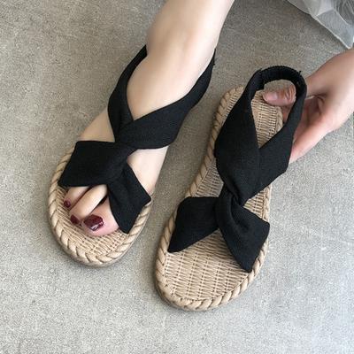 Летние Новые Женские Сандалии Плетеные Балетки Богемные Шлепанцы Тренд 2025 Повседневные Пляжные Вьетнамки Женские Слайды Сандалии