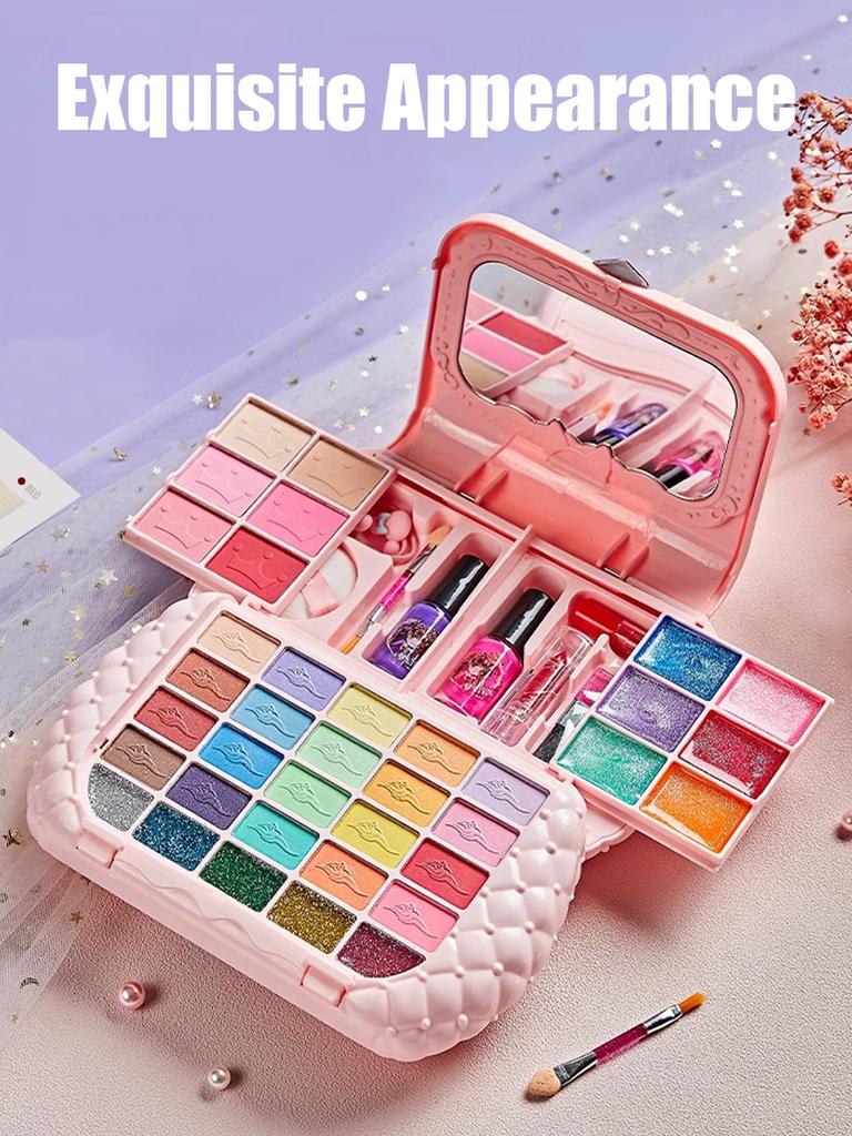 Children'S Cosmetics Set, Girl'S Mirror, Princess, Real Washable, Pretending To Play With Beauty Toys, Non-Toxic And Safe Gift