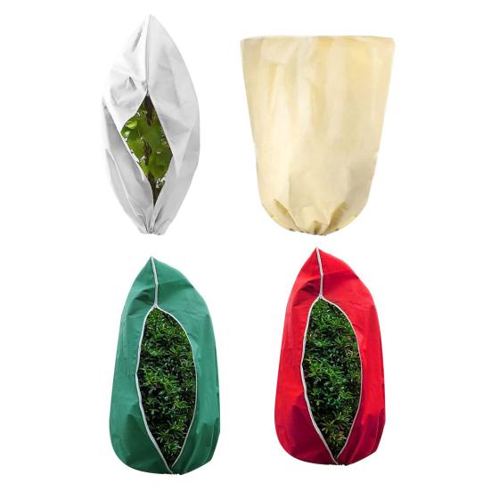 Зимний чехол для растений Дышащий мешочек для защиты от заморозков Многоразовое одеяло от заморозков с молнией и шнурком для уличных горшечных растений, кустарников