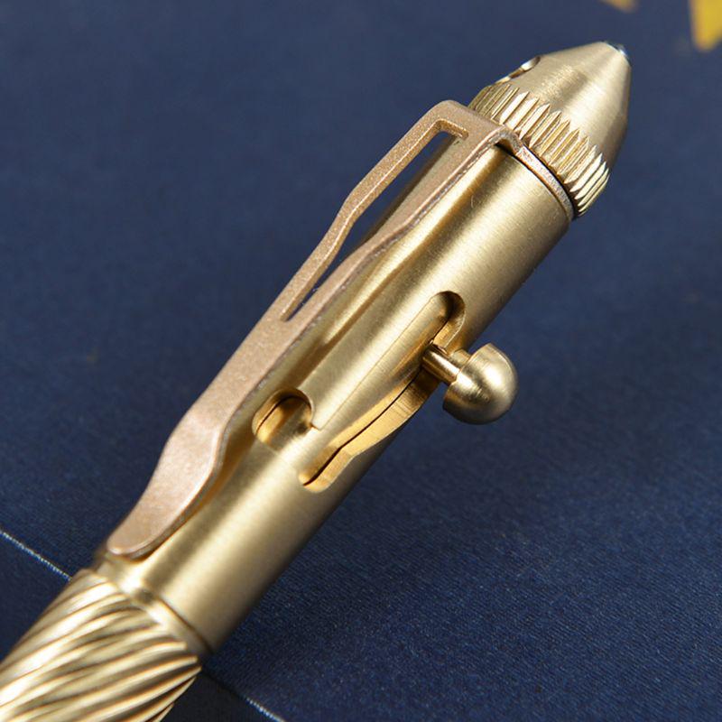 Solid Handmade Brass Gel Ink Pen Retro Twist Pattern Bolt Action Writing Tool