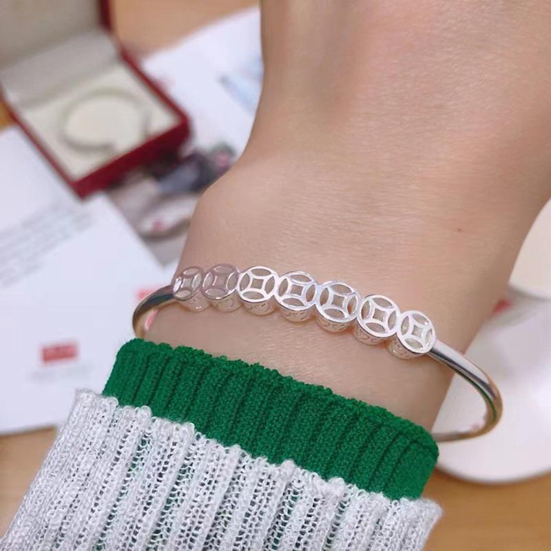 Серебряные бусины медные монеты браслеты для женщин девушка подарок Lucky Rich браслеты вечеринка свадебные аксессуары ювелирные изделия