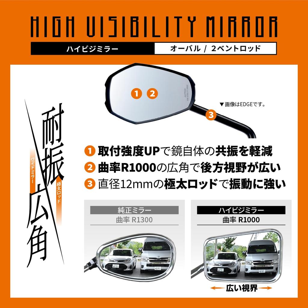 Daytona Motorcycle Mirror 10mm Right Thread Vibration Resistant Wide Angle