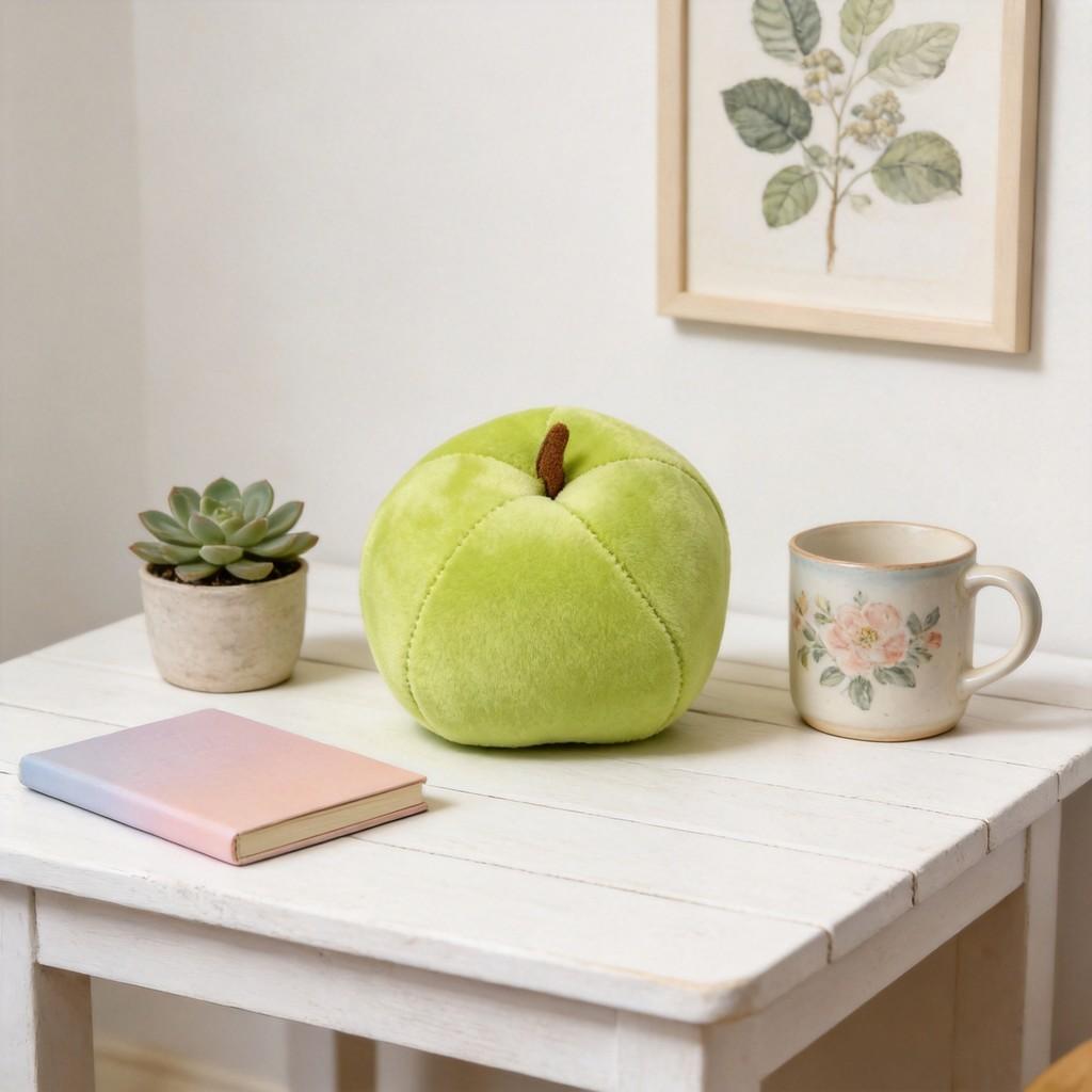 Cartoon Apple Plush Stress Reliever With Polyester Fiber Fill For Teens And Adults